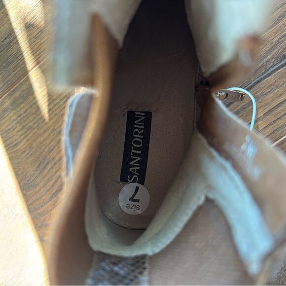 New Santorini Heeled Ankle Boot Brown Camel Suede - Picture 7 of 9